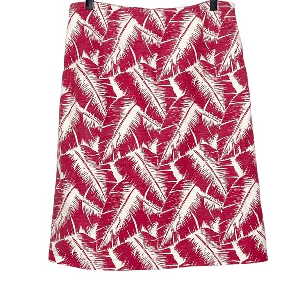 J. CREW raspberry pink leaf print linen blend skirt size 6 spring summer casual - Picture 2 of 4